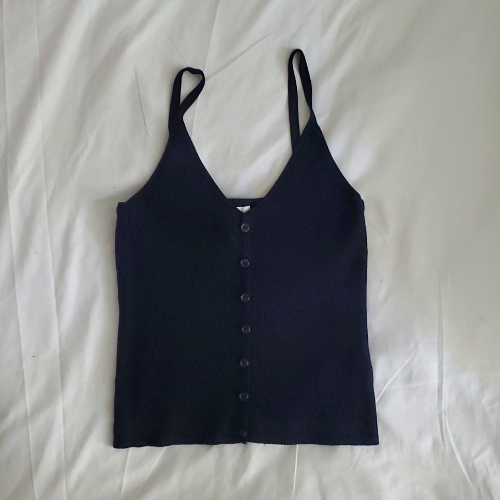 H&M Navy Blue Tank Top With Buttons Size Medium